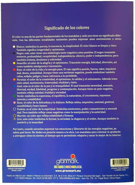 Cuaderno p/Colorear Mandalas Azul c/16 Paginas Carta granmark® 776-62 Pieza 751214749192 03