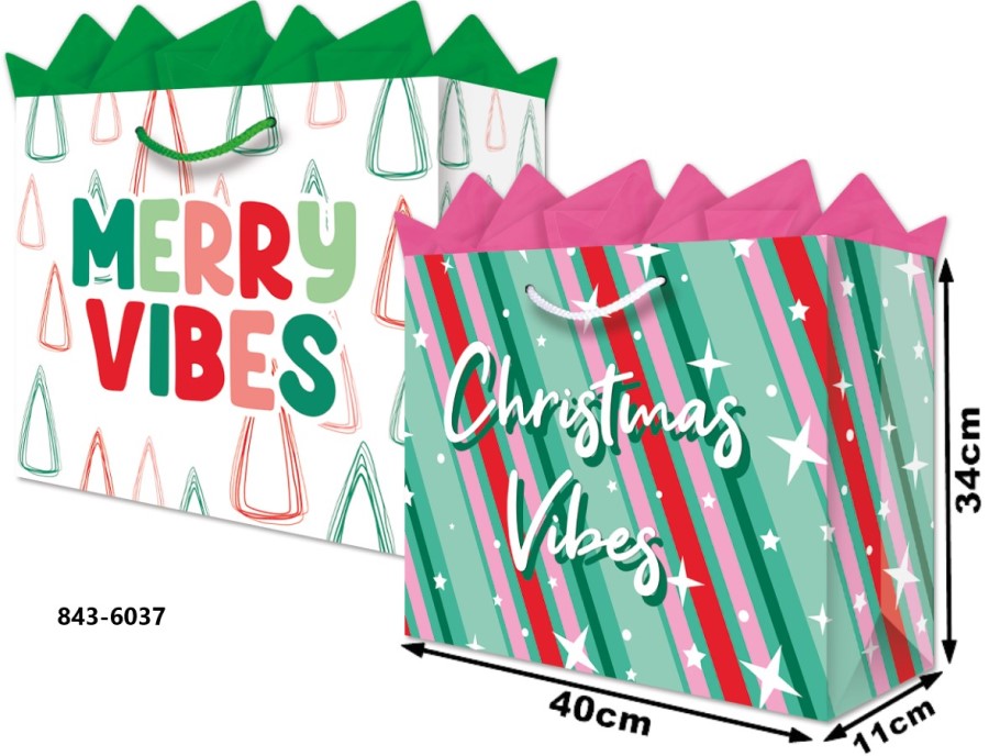 Bolsa p/Regalo Navidad Christmas Vibes Jumbo Boutique 40×34½+11 granmark® 843-6037/6 Pieza 751214661