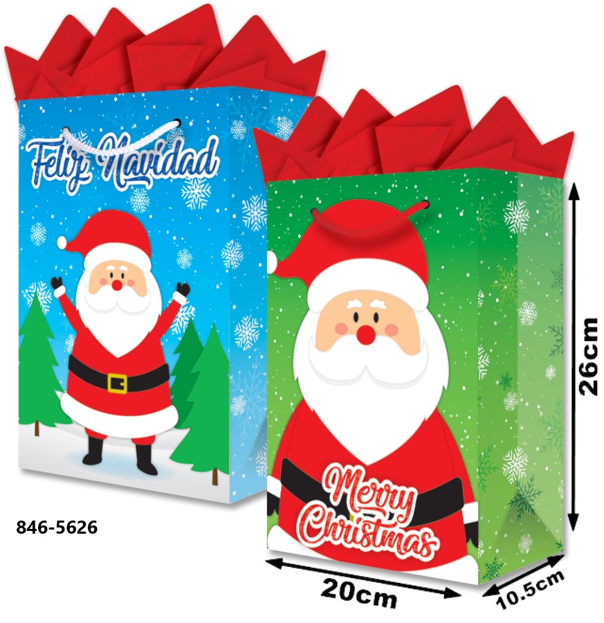 Bolsa p/Regalo Navidad Santa Feliz Navidad Media 20×26+10½ granmark® 846-5626/6 Pieza 751214645203 0