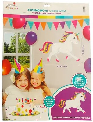 Adorno Festejo Unicornio Arcoiris Móvil 85×75cm granmark® Pieza 751214754103