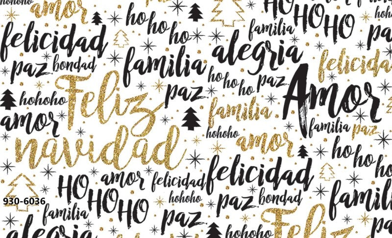 Papel p/Regalo Navidad Frases Negro y Oro 70×51.3cm granmark® 930-6036 Hoja 751214157454 01
