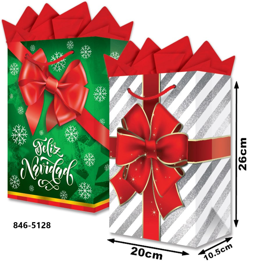 Bolsa p/Regalo Navidad Moño Listón Media 20×26+10½ granmark® 846-5128/6 Pieza 751214628404 01