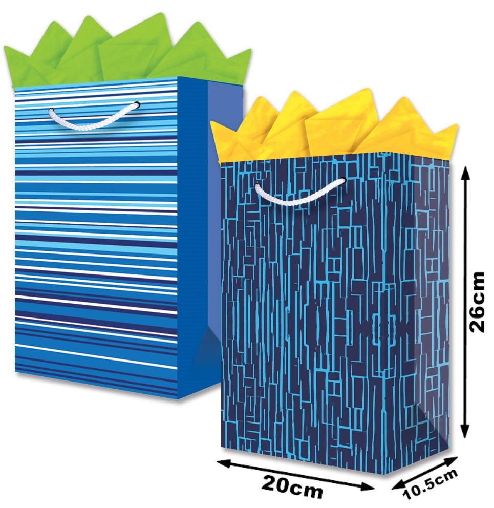 Bolsa p/RegaloTodaOcasión Lineas Azules Media 20×26+10½ granmark® 846-6008/6 Pieza 751214659545 01