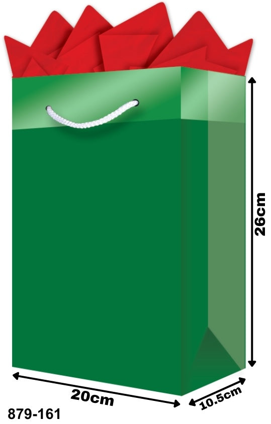 Bolsa p/Regalo Navidad Verde Foil Media con Aplicación 20×26+10½ granmark® 879-161/6 Pieza 751214466