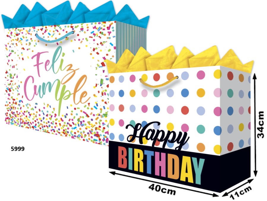 Bolsa p/RegaloTodaOcasión Felicidades Jumbo Boutique 40×34½+11 granmark® 843-5999/6 Pieza 7512146593