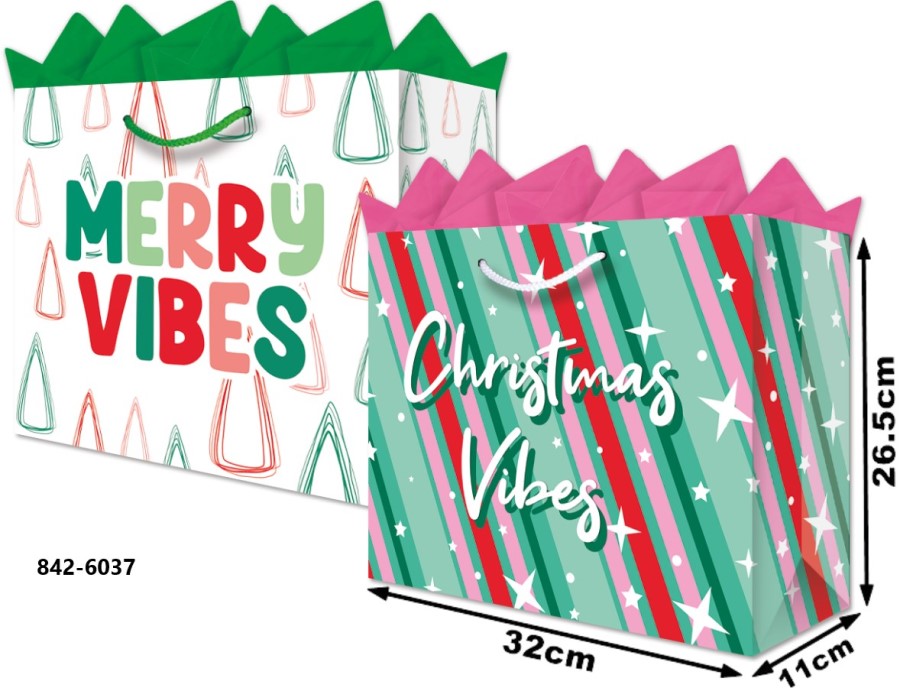 Bolsa p/Regalo Navidad Christmas Vibes Grand Boutique 32×26½+11 granmark® 842-6037/6 Pieza 751214661