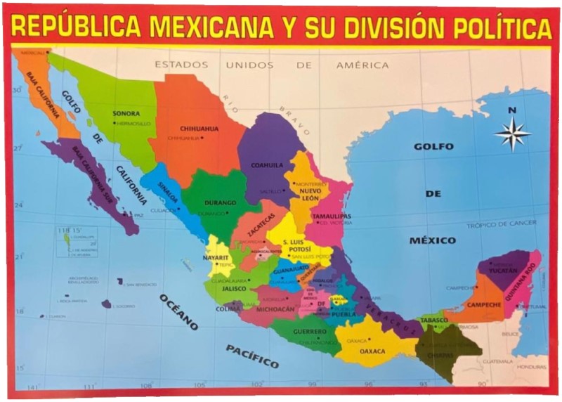 Póster Didáctico República Mexicana Div.Po 70×50cm granmark® 1339-1 Pieza 751214264718 01