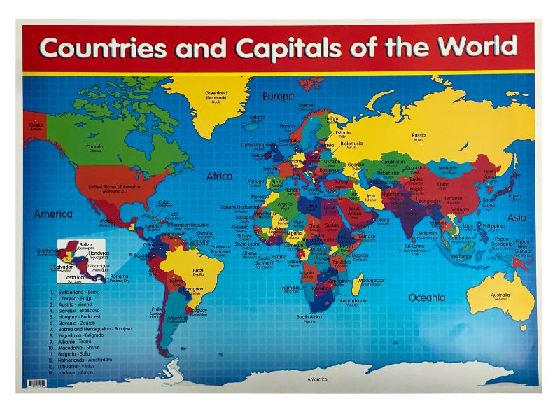 Póster Didáctico Países y Capitales Mundo 70×50cm granmark® 1364-2 Pieza 751214511225 01