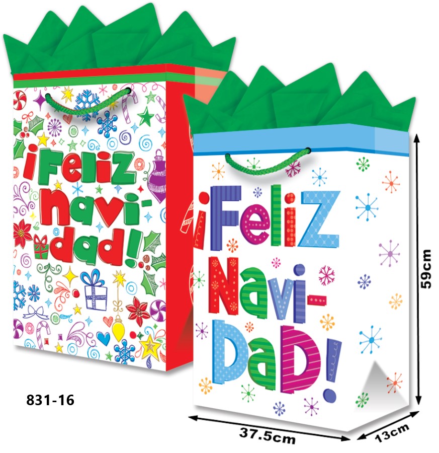 Bolsa p/Regalo Navidad Feliz Navidad Mega 37½×59+13 granmark® 831-16/6 Pieza 751214603340 01