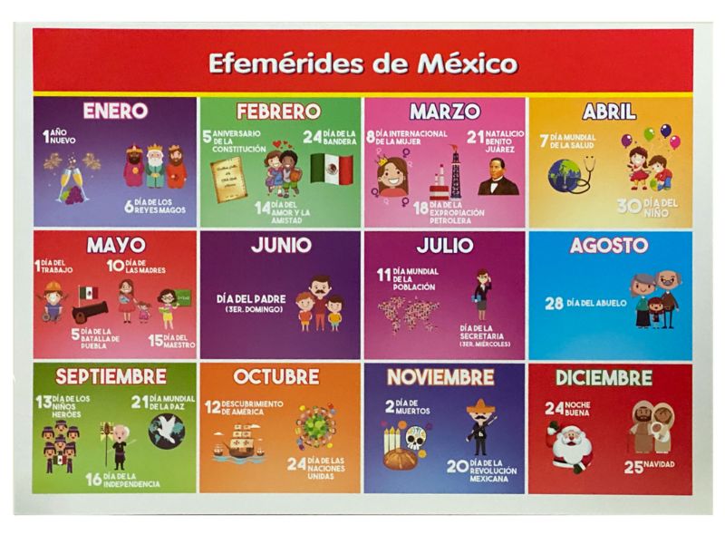 Póster Didáctico Mini Efemérides del Año 25×35cm granmark® 1361-140 Pieza 751214745071 01