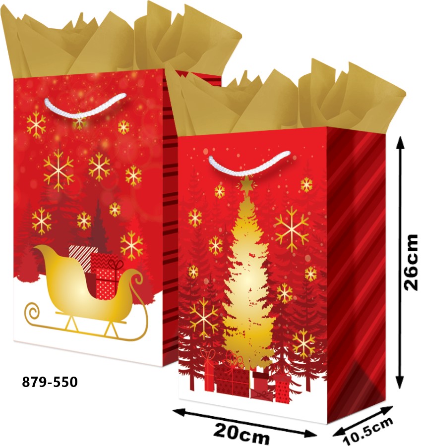 Bolsa p/Regalo Navidad Trineo - Pino Foil Media con Aplicación 20×26+10½ granmark® 879-550/6 Pieza 7