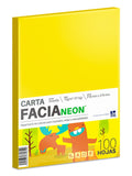 Papel Bond Color Facia Neón pack c/100 37kg Amarillo Neón Carta 75g Copamex® Cien hojas 01