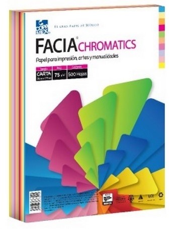 Papel Bond Color Facia Chromatic c/500 75g Colores (10) Carta Copamex® [Resma] 7502237373245