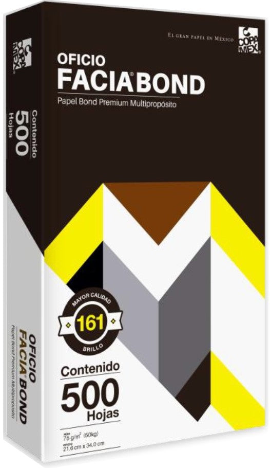 Bond Facia paquete c/500 50kg Blanco 100% Oficio 75g Copamex® Resma 7502237370015 01