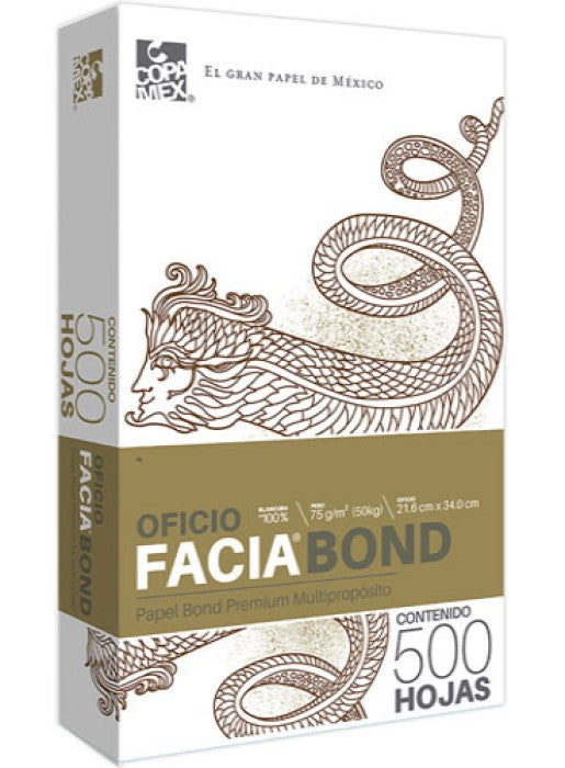 Bond Facia paquete c/500 50kg Blanco 100% Oficio 75g Copamex® Resma 7502237370015 01