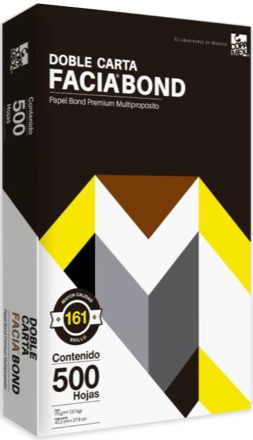 Bond Facia paquete c/500 75g 37kg Blanco 100% DobleCarta Copamex® Resma 7502237370039 01
