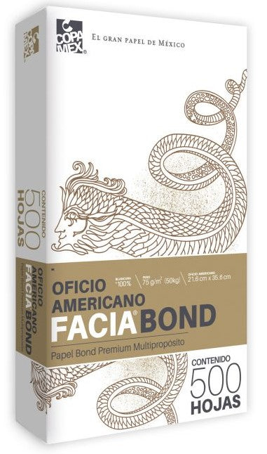 Bond Facia paquete c/500 50kg Blanco 100% Of.Amer75g Copamex® Resma 01