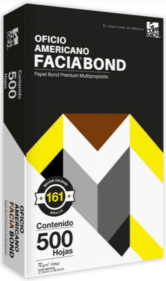 Bond Facia paquete c/500 50kg Blanco 100% Of.Amer75g Copamex® Resma 7502237370046 01