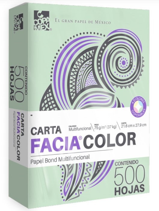 Bond Facia Color paquete c/500 37kg Verde pastel Carta 75g Copamex® Resma 7502237370145 01