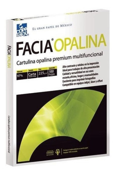 Cartulina Opalina Facia pack c/100 225g Blanco 97% Carta Copamex® Cien hojas 7502237370671