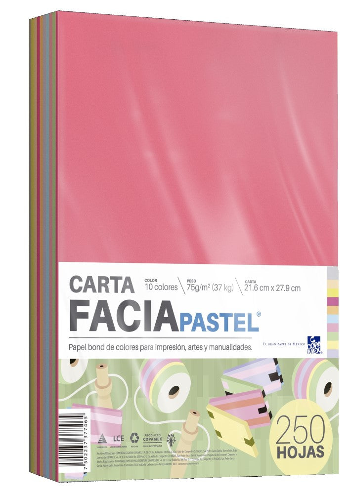 Papel Bond Color Facia Pastel pack 75g Colores (10) Carta c250 Copamex® Paquete 7502237377465 01