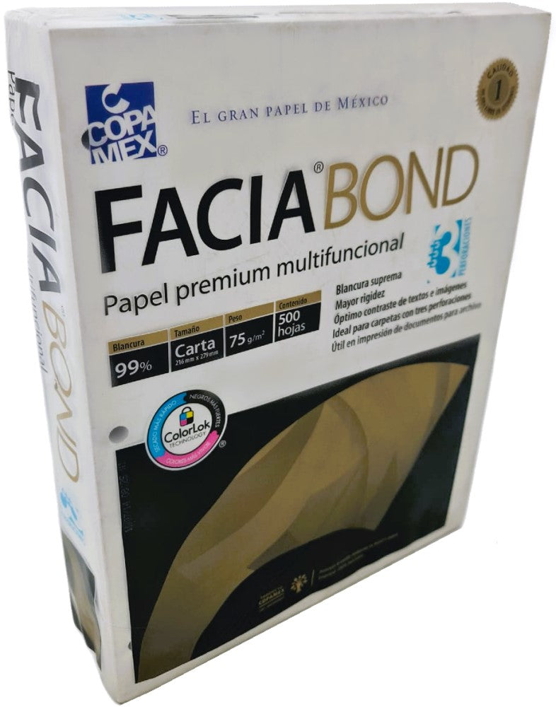 Bond Facia 3 Perfor.pack c/500 37kg Blanco 99% Carta 75g Copamex® [Resma] 7502237370077