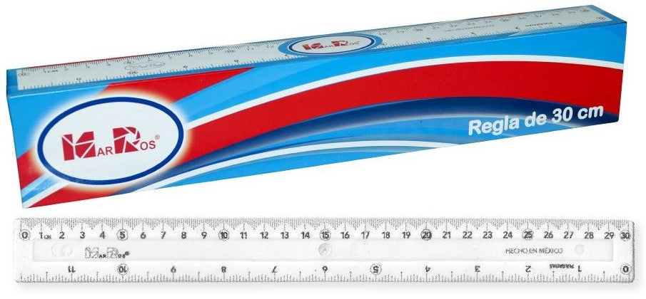 Regla Plástico Cristal 30cm Transparente MarRos® M.R. 120 [Pieza] 7503002648049
