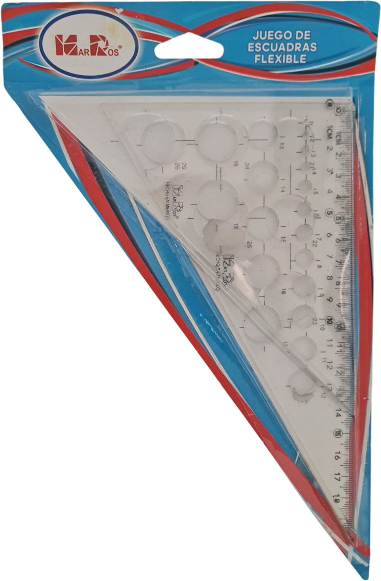 Escuadras Flexibles Juego 45/60 c/Plantilla C 21cm Graduadas Plástico MarRos® 570 [Pieza] 7503022647046
