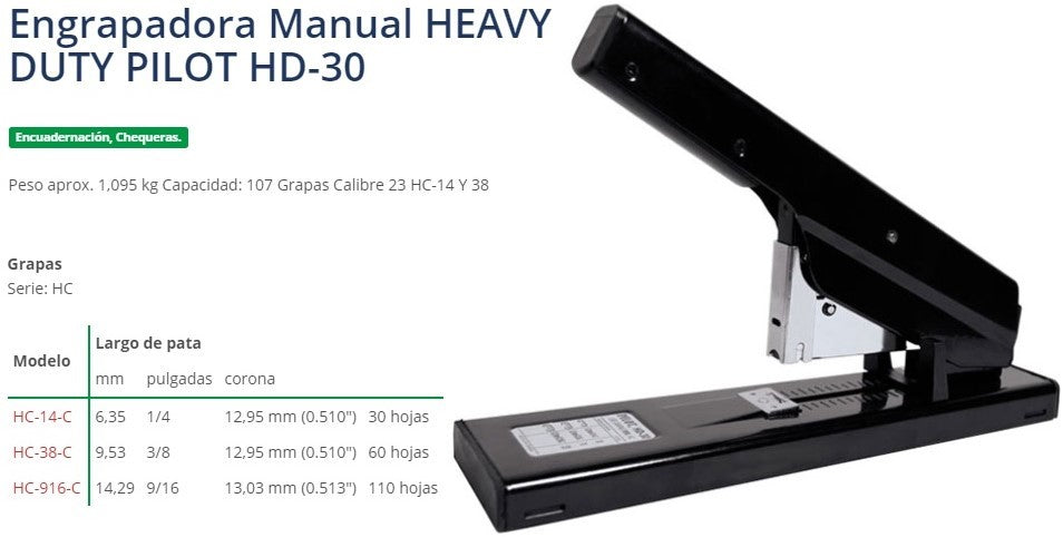 Engrapadora t/Pesado 120 Hojas Pilot® Fifa® HD-30 [Pieza] 767982010129 2