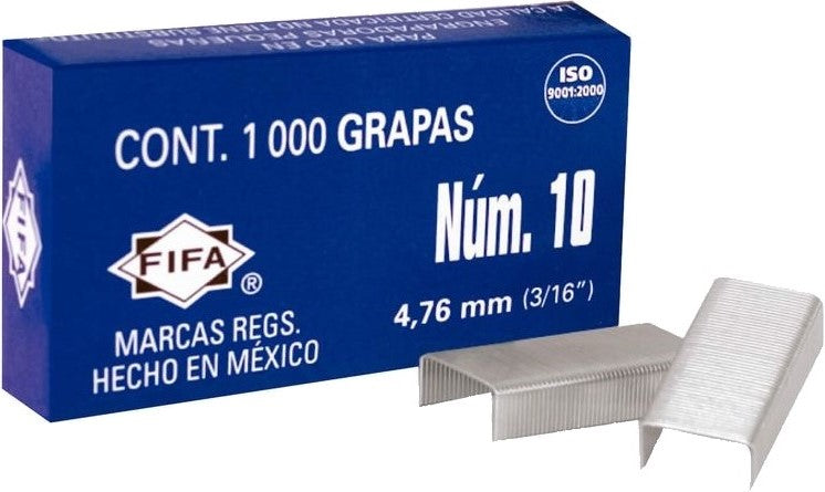Grapa Nº10 Pilot® Corona: 9.37 mm Pata 4.76mm c/1000 Fifa® NUM 10-C [Caja] 767982000182