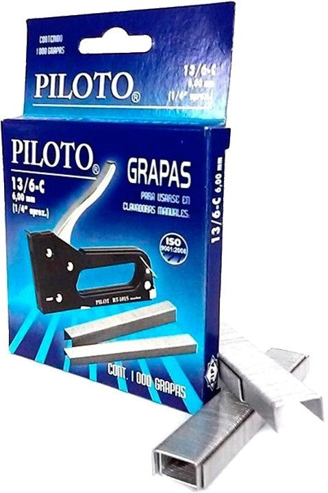 Grapa p/Clavadora Pilot® Corona 10.7mm pata 6mm ¼" c/1000 Fifa® 13/6-C [Caja] 767982007778