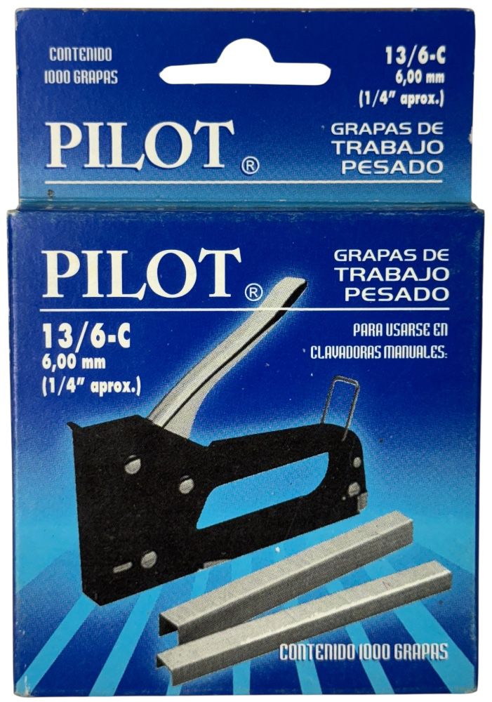 Grapa p/Clavadora Pilot® Corona 10.7mm pata 6mm ¼" c/1000 Fifa® 13/6-C [Caja] 767982007778 3