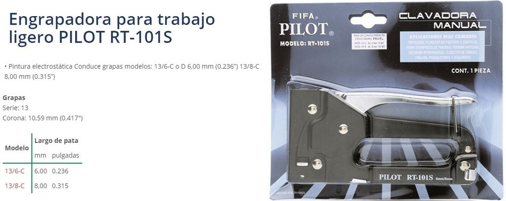 Engrapadora Clavadora t/Ligero 1060 Pilot® Fifa® RT-101S [Pieza] 2