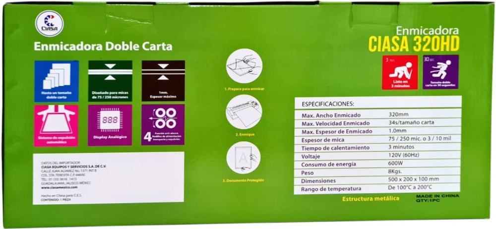 Enmicadora Térmica Trabajo Pesado 32cm Ancho Ciasa® CIASA320HD [Pieza] 8