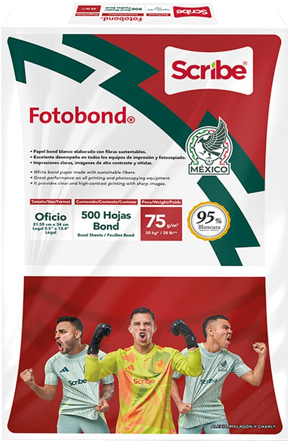 Bond Fotobond pack c/500 50kg Blanco 95% Oficio 75g Scribe® 5276 Resma 7502233377551 02