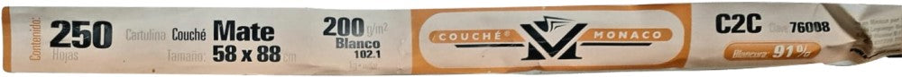 Couche Cartulina Monaco 2/caras 102kg Mate 58×88 200g Scribe® 76008 [Hoja] 7502233373454
