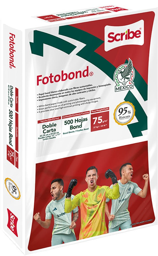 Bond Fotobond pack c/500 75g 37kg Blanco 95% DobleCarta Scribe® 5315 Resma 7502233377575 01