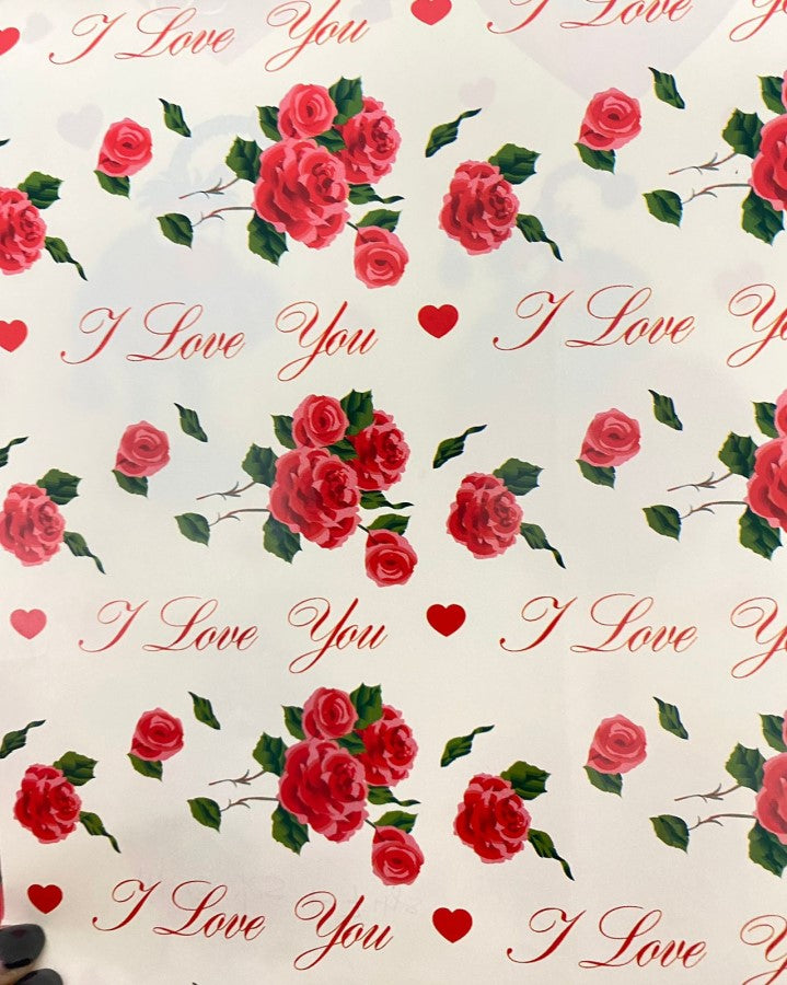 Papel Regalo San Valentin I love you con rosas rosa c/25 50×70cm granmark® [Paquete]