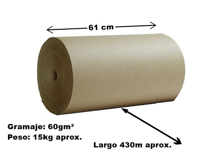 Rollo Papel Envoltura Popular 15kg 430m Aprox. 60g 61cm Beroky® 3106 Rollo 01