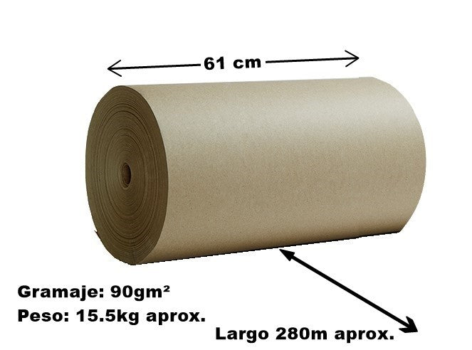 Rollo Papel Envoltura Popular 15.5kg 280m Aprox 90g 61cm Beroky® 3202 Rollo 01