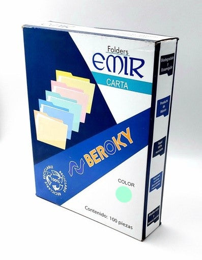 Fólder Emir c/100 Verde pastel Carta Beroky® Caja 01