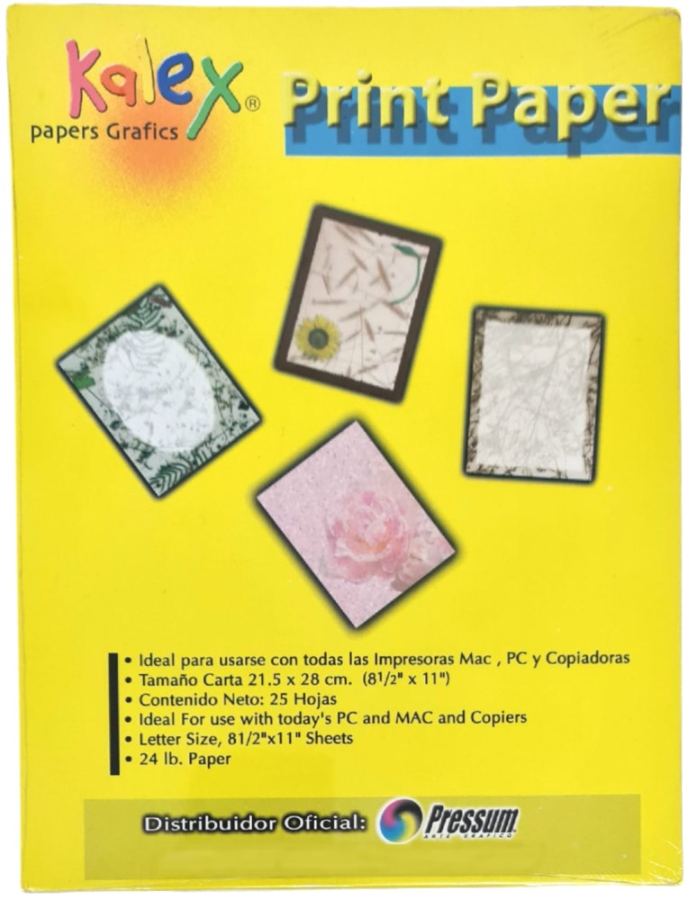 Hoja Decorada Hojas Helecho c/25 Carta Kalex® HTO-04-01-01Y Paquete 02