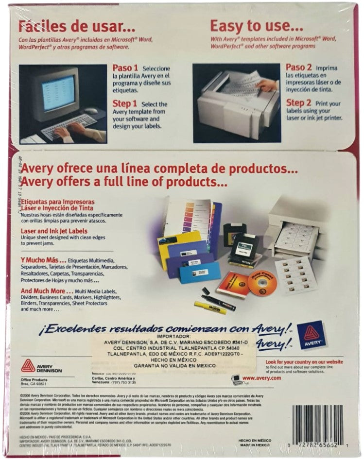 Etiqueta p/Impresora Láser c/700 14 × Hoja 50hjs TransparenteMat 1-1/3×4" Avery® 5662 [Caja] 72782056629 2