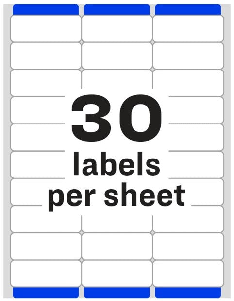 Etiqueta p/Impresora Ink-Jet c/750 30 × Hoja 25hjs TransparenteMat 1×2-5/8" Avery® 8160 [Sobre] 72782681609 2