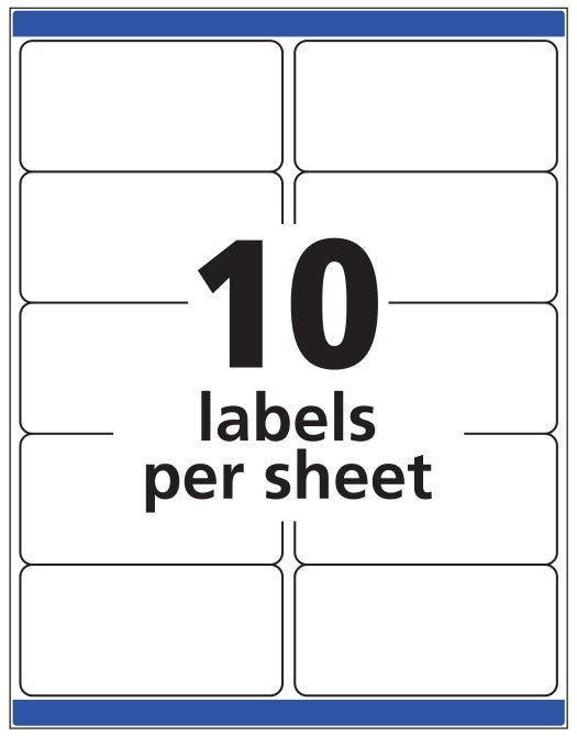 Etiqueta p/Impresora Ink-Jet c/250 10 × Hoja 25hjs Blanco 2×4" Avery® 8163 [Sobre] 72782681630 2