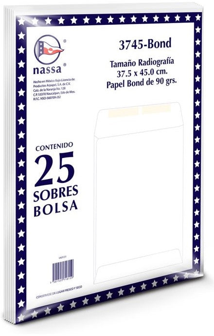 Sobre Bolsa 3745-60 Laboratorio 60kg Blanco Bond 37×45cm Nassa® IA0131 [Sobre] 7501523719118