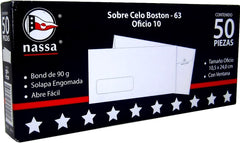 Sobre c/Ventana Celo-Boston pack c/50 90g Blanco Bond Oficio 10 Nassa® HA0205 [Caja] 7501523723689