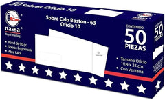 Sobre c/Ventana Celo-Boston pack c/50 90g Blanco Bond Oficio 10 Nassa® HA0205 [Caja] 7501523723689 2