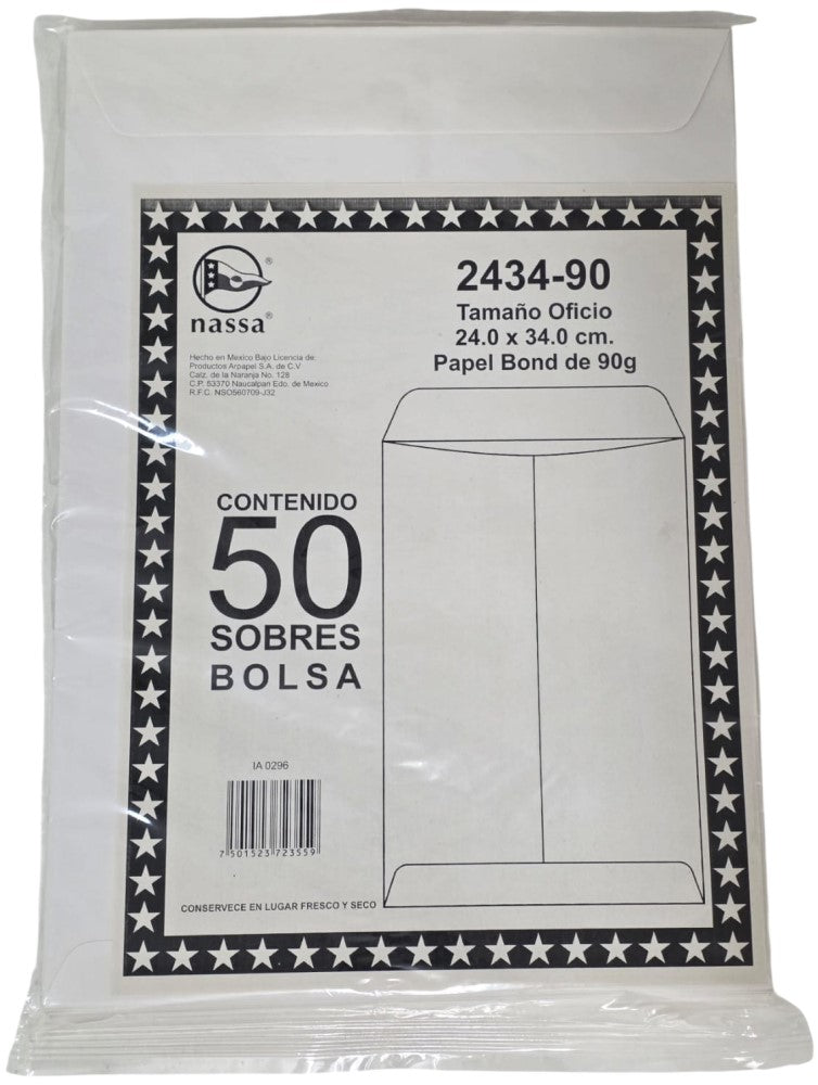 Sobre Bolsa 2434-60 paquete c/50 90g Blanco Ostión 24×34cm Nassa® IA0296 Imagen secundaria del producto