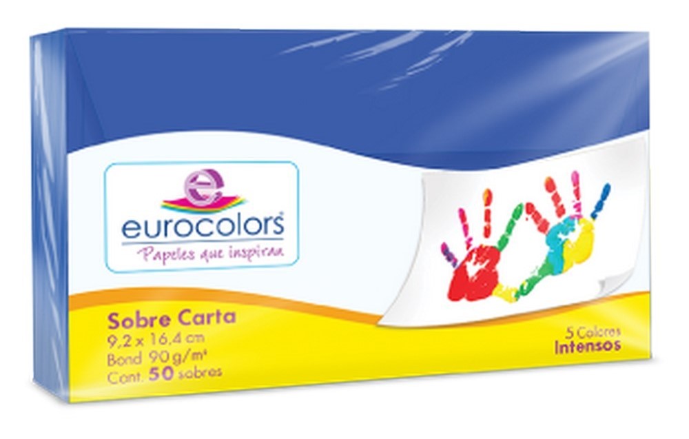 Sobre Eurocolors Carta pack c/50 C Azul 9.2×16.4cm eurocolors HA0221 Paquete 7501454601131 01 Imagen principal del producto